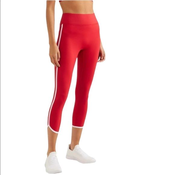 ALL ACCESS Red Leggings with White Stripes - Picture 1 of 10